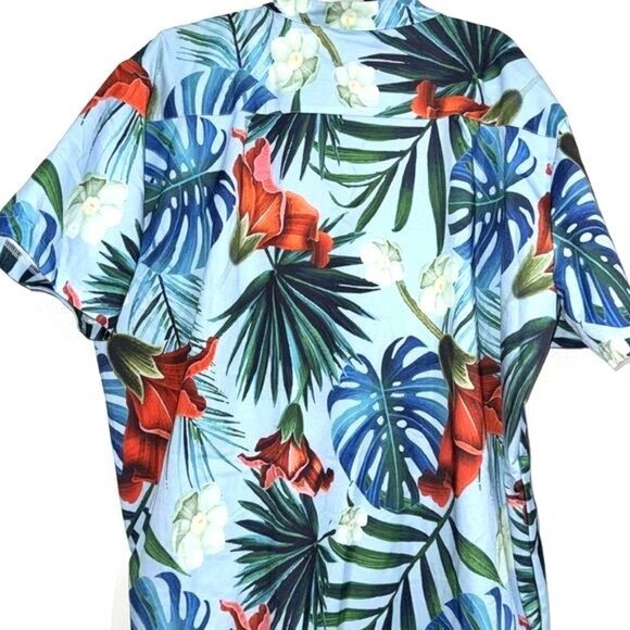 Mens Tropical Short-Sleeve Zippered Romper 2XL Cotton & Spandex Pre-Shrunk Flora - Picture 6 of 11